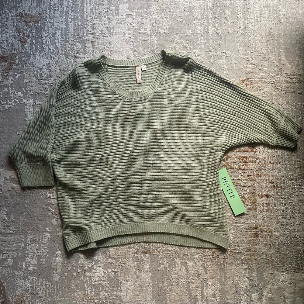 Misia sage green petite large dolman sweater